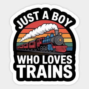 Kids Just A Boy Who Loves Trains-Graphic Sticker